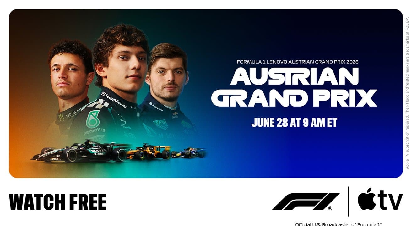 Formula 1 Austrian Grand Prix Will Be Free on Apple TV in the US